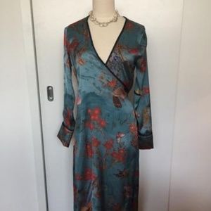 Zara floral kimono wrap dress